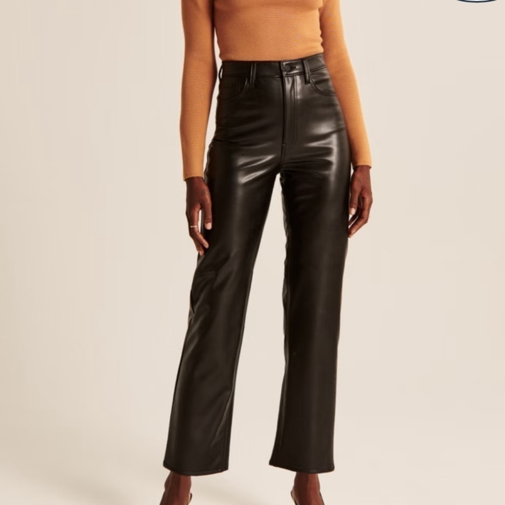 Abercrombie & Fitch Vegan Leather Ankle Straight Pant